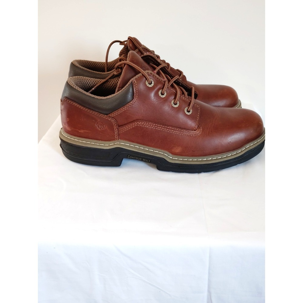 EUC Wolverine WO4818 Men 13EW Brown Leather Work Shoes Steel Toe Durable Comfort